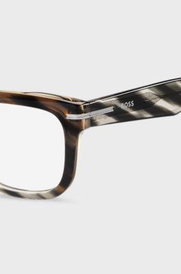 Patterned-acetate optical frames with temple logo, Patterned