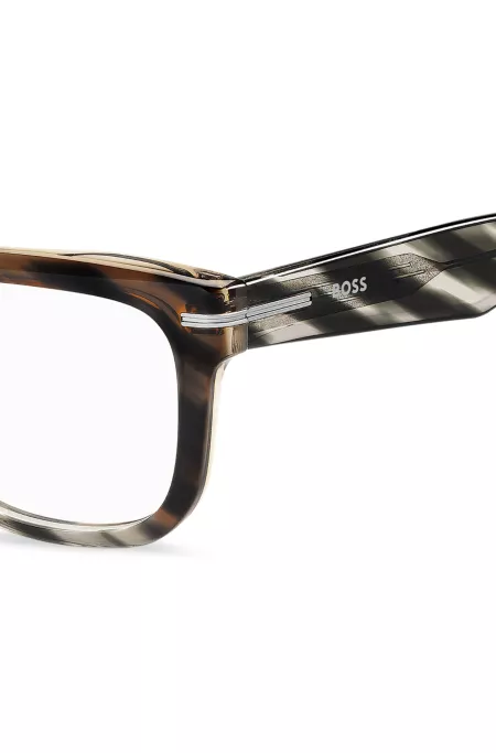 Monture optique en acétate à motif avec logo sur les branches