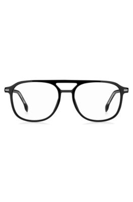 Black-acetate optical frames with silver-tone trims, Black