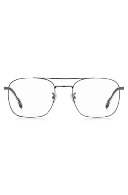 Titanium optical frames with double bridge, Grey