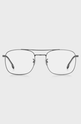 Montura para gafas graduadas de titanio con puente doble, Gris