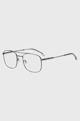 Titanium optical frames with double bridge, Grey