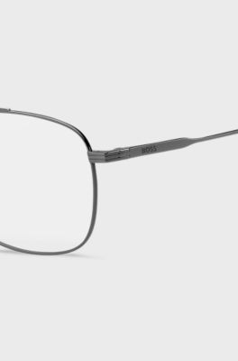 Montura para gafas graduadas de titanio con puente doble, Gris