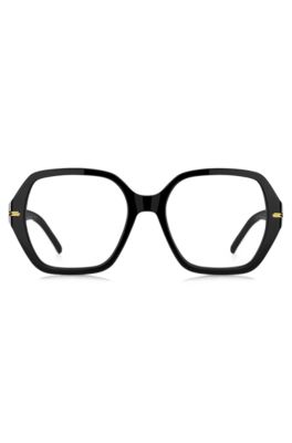 Brillenfassung aus schwarzem Acetat mit wei&szlig;en Details, Schwarz