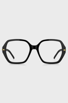 Black-acetate optical frames with white trims, Black