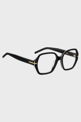 Black-acetate optical frames with white trims, Black
