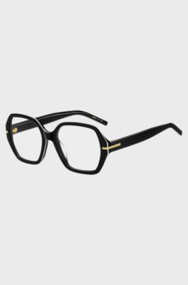Black-acetate optical frames with white trims, Black
