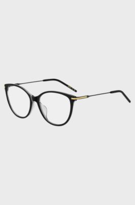 Black-acetate optical frames with metal temples, Black