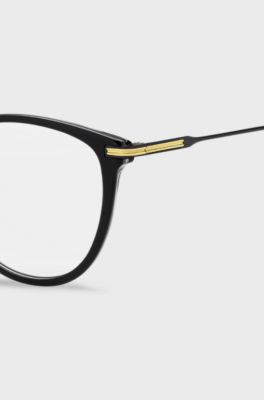 Black-acetate optical frames with metal temples, Black