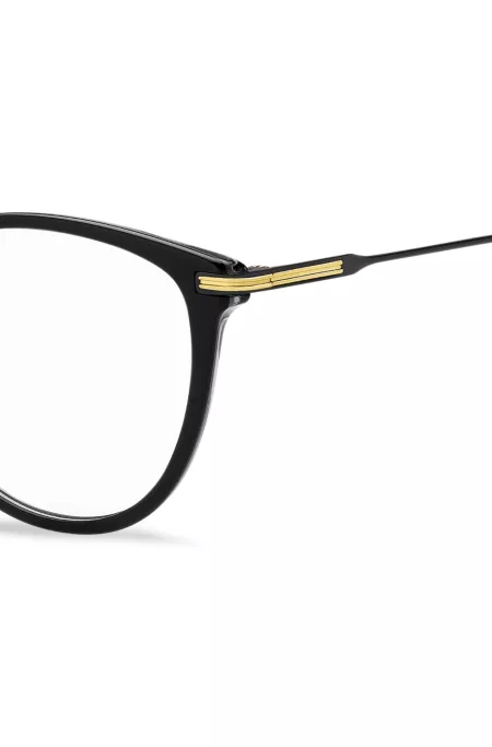 Monture optique en acétate noir avec branches en métal