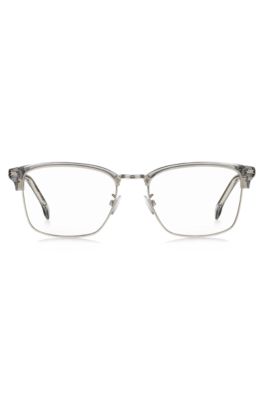 Glas&ouml;gonb&aring;gar i metall och genomskinligt acetat, Ljusgr&aring;