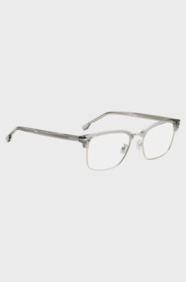 Optical frames in metal and transparent acetate, Light Grey