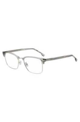 Optical frames in metal and transparent acetate, Light Grey