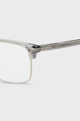 Optical frames in metal and transparent acetate, Light Grey