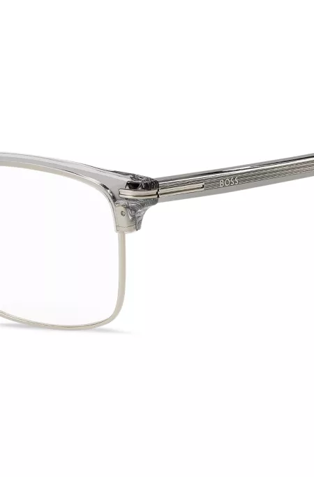 Monture optique en métal et acétate transparent