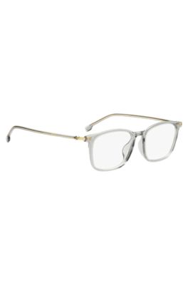 Optical frames in transparent acetate and gold-tone steel, Light Grey