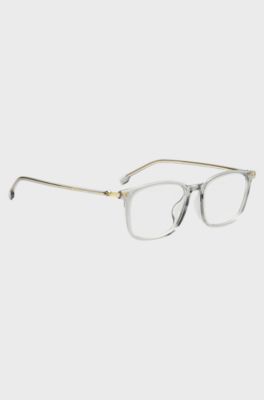 Montura para gafas graduadas de acetato transparente y acero en tono dorado, Gris claro