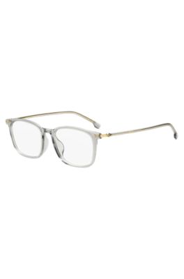Optical frames in transparent acetate and gold-tone steel, Light Grey