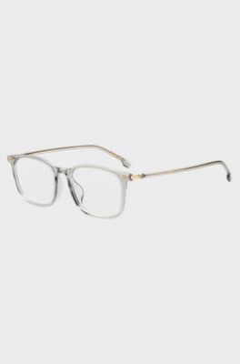 Arma&ccedil;&atilde;o &oacute;tica em acetato transparente e a&ccedil;o dourado, Light Grey