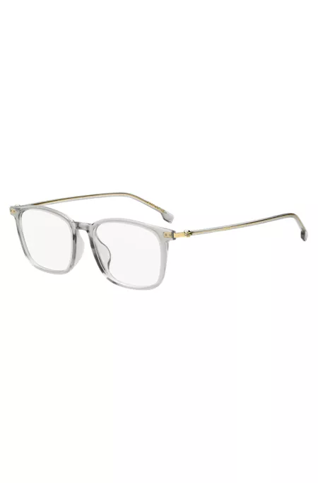 Monture optique en acétate transparent et acier doré