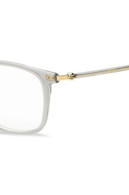 Optical frames in transparent acetate and gold-tone steel, Light Grey