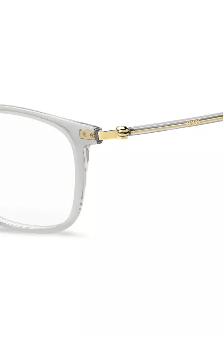 Monture optique en acétate transparent et acier doré