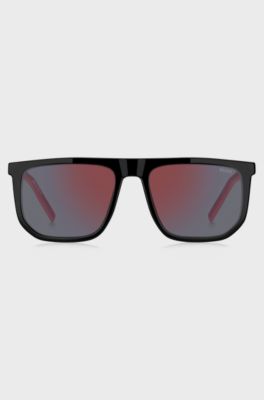 Lunettes de soleil noires avec branches bicolores, Noir