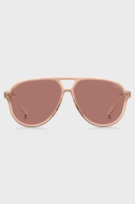 Double-bridge sunglasses in pink acetate, Pink