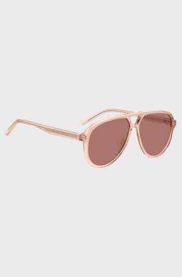 Solglas&ouml;gon i rosa acetat med dubbel n&auml;sbrygga, Rosa