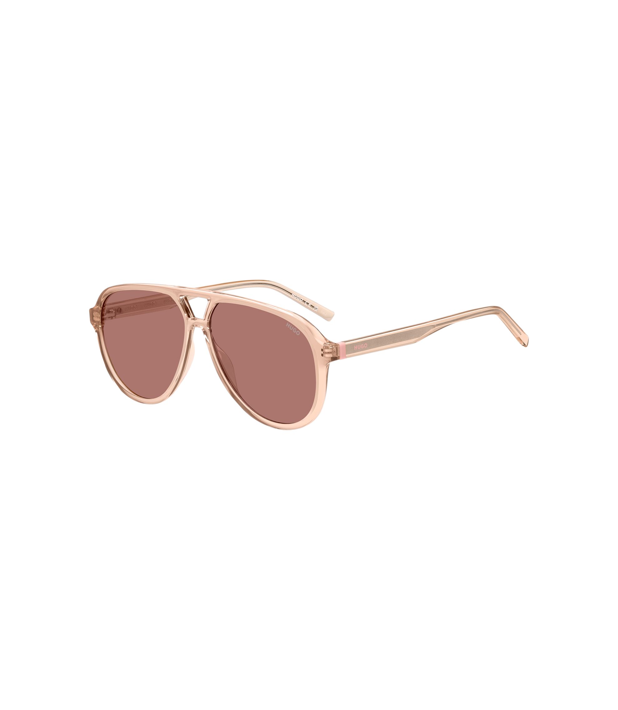 Sonnenbrille aus Acetat in Rosa mit Doppelsteg