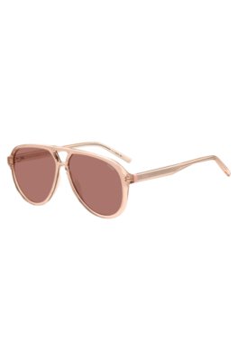 Double-bridge sunglasses in pink acetate