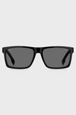 Engraved-logo sunglasses in black acetate, Black