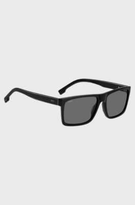 Engraved-logo sunglasses in black acetate, Black