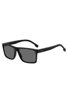 Engraved-logo sunglasses in black acetate, Black