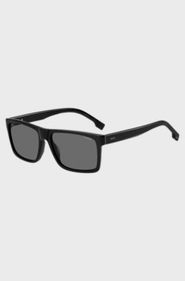Engraved-logo sunglasses in black acetate, Black
