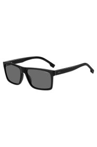 Gafas de sol con logo grabado en acetato negro, Negro
