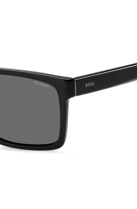 Engraved-logo sunglasses in black acetate