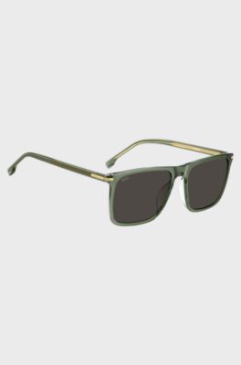Lunettes de soleil en ac&eacute;tate vert avec finitions dor&eacute;es, Vert