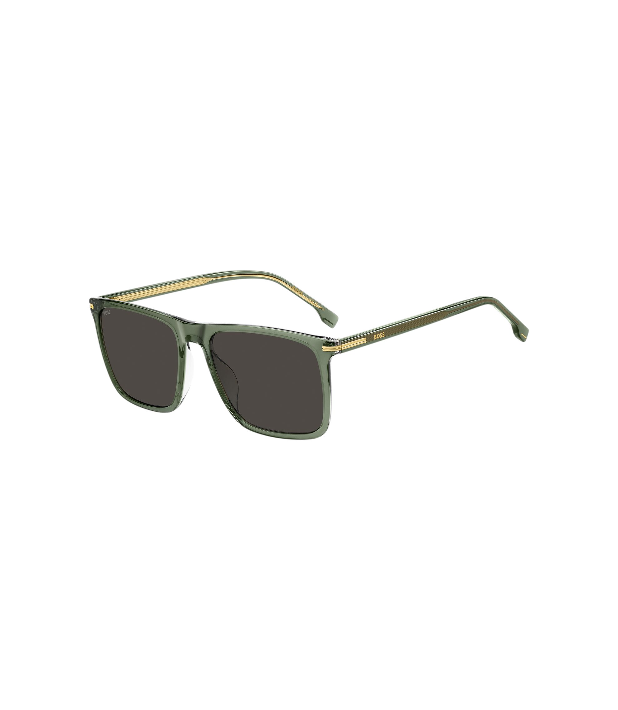 Sonnenbrille aus grünem Acetat mit goldfarbenen Details