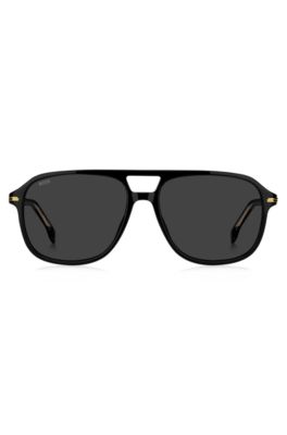 Black-acetate sunglasses with gold-tone trims, Black