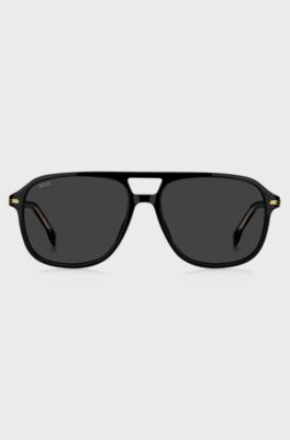 Black-acetate sunglasses with gold-tone trims, Black
