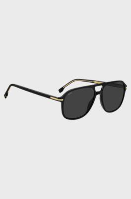 Black-acetate sunglasses with gold-tone trims, Black