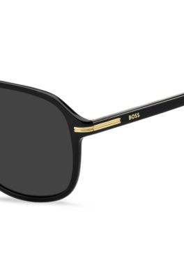 Black-acetate sunglasses with gold-tone trims, Black