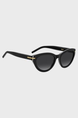 Black-acetate sunglasses with gold-tone trims, Black
