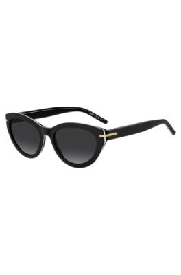 Sonnenbrille aus schwarzem Acetat mit goldfarbenen Details, Schwarz