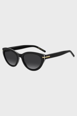 Black-acetate sunglasses with gold-tone trims, Black