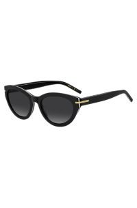 Lunettes de soleil en acétate noir avec finitions dorées, Noir