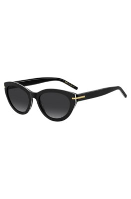 Black-acetate sunglasses with gold-tone trims