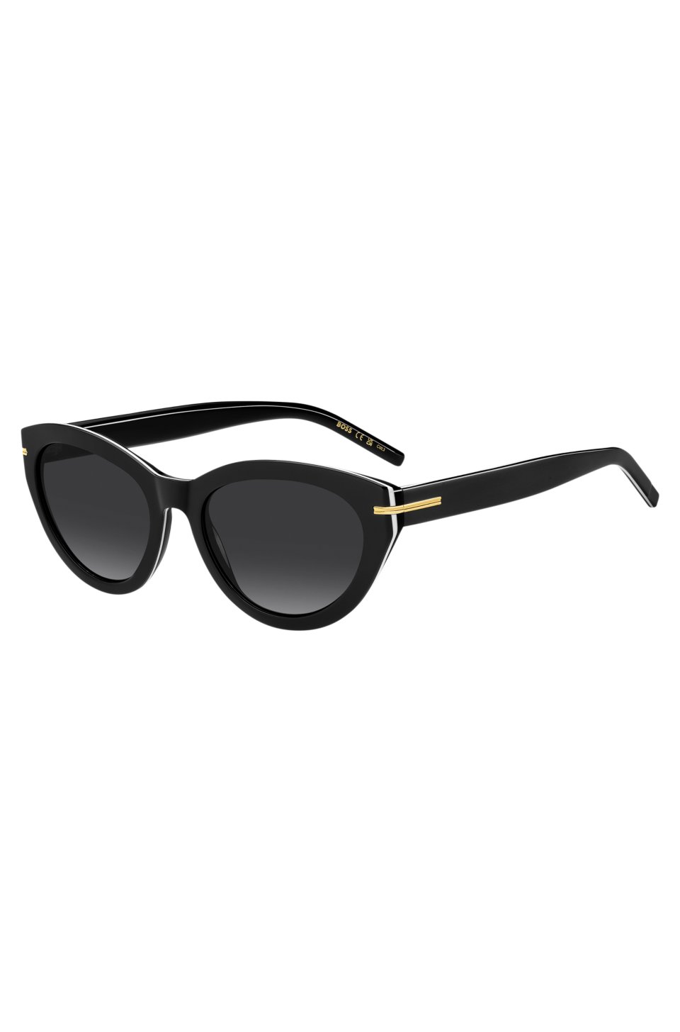 Black-acetate sunglasses with gold-tone trims