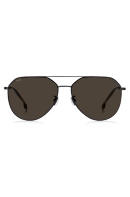 Black-metal sunglasses with titanium temples, Black